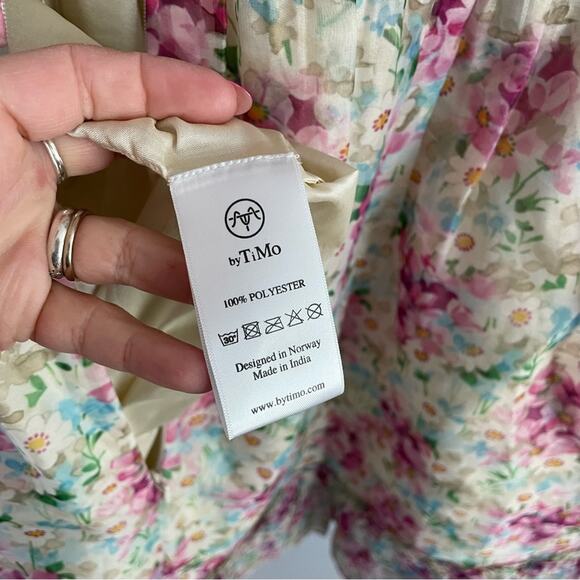 byTiMo | Womens Pink Floral Organza Puff Sleeve A Line Mini Cocktail Dress Short - Picture 6 of 11